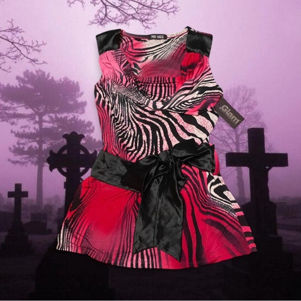 Glam Women's Pink Zebra Print Blouse